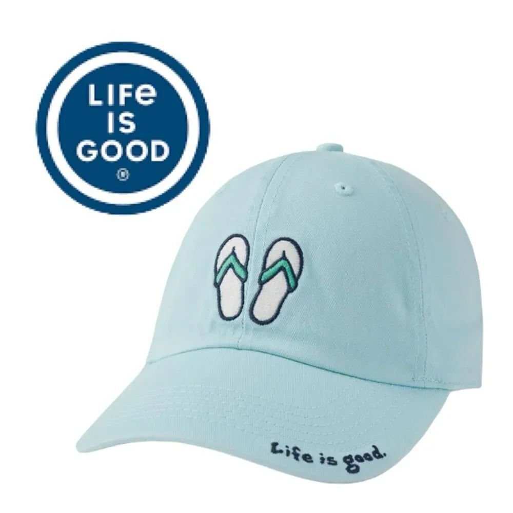 Life is Good Flip Flops Beach Blue 6 Panel Cap Unisex OSFM NWT